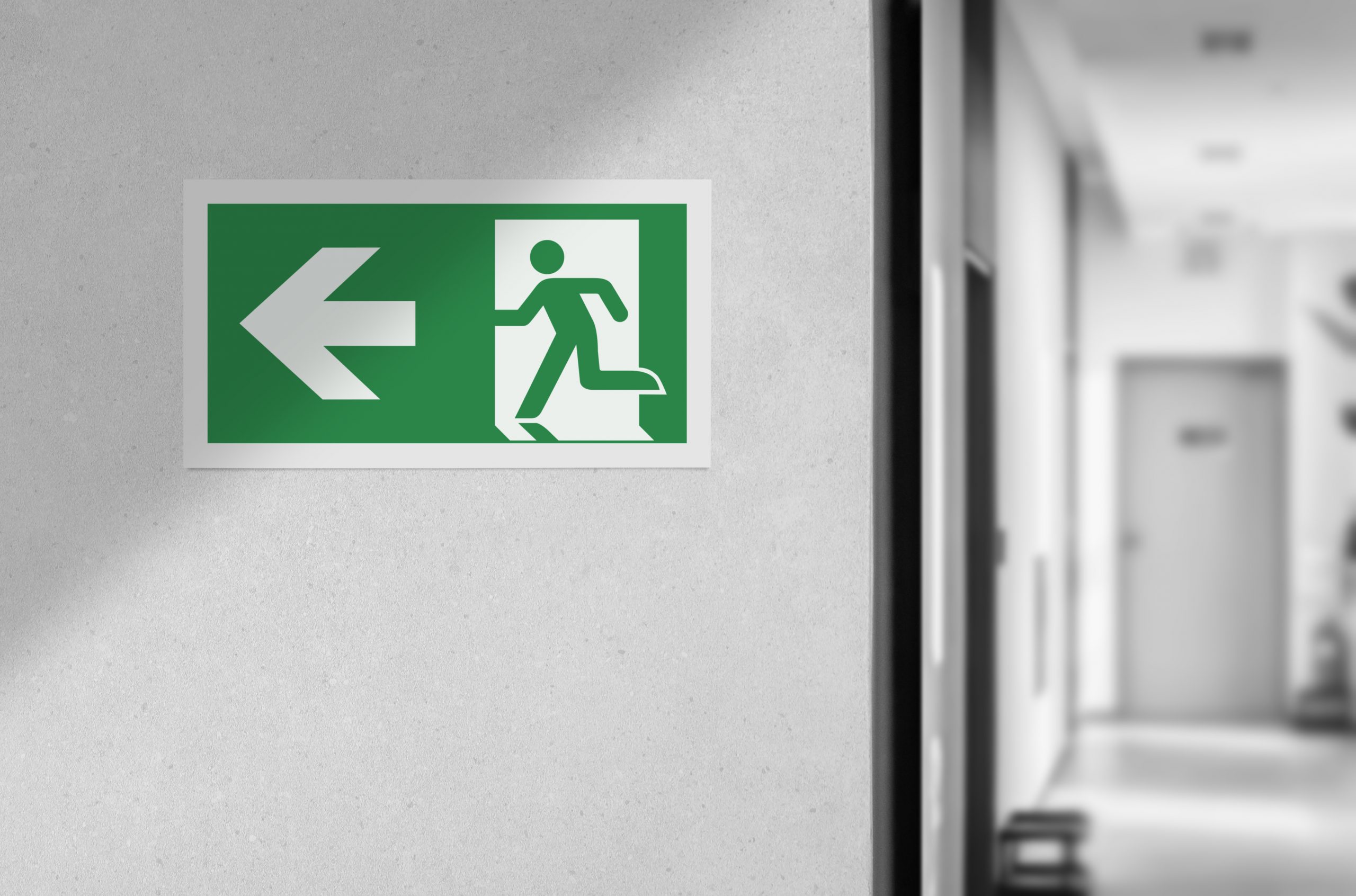 shutter exit emergency sign
