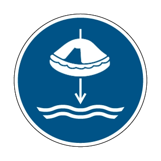 Abaisser le radeau de survie à l'eau dans l'ordre de lancement